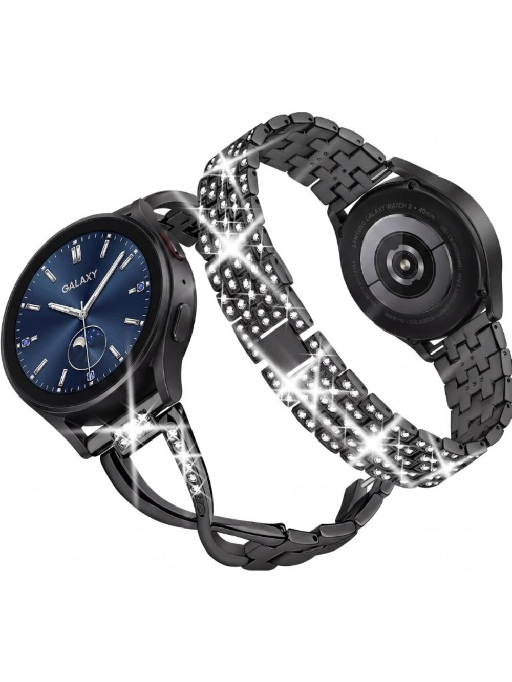 Stylish Bling Replacement Bands for Galaxy Watch 7/6/5/4, Active 2 - 2 Pack